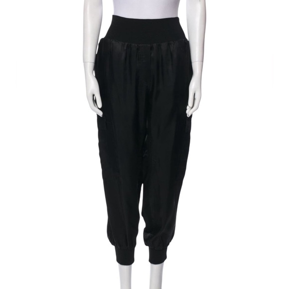Cinq à Sept Black Satin Giles Cargo Pant - Picture 1 of 7